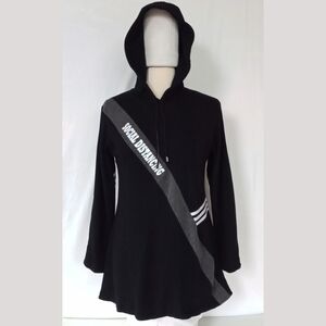 Women's KE Sports Black & White Striped "Social Distancing" Hoodie Sweatshirt